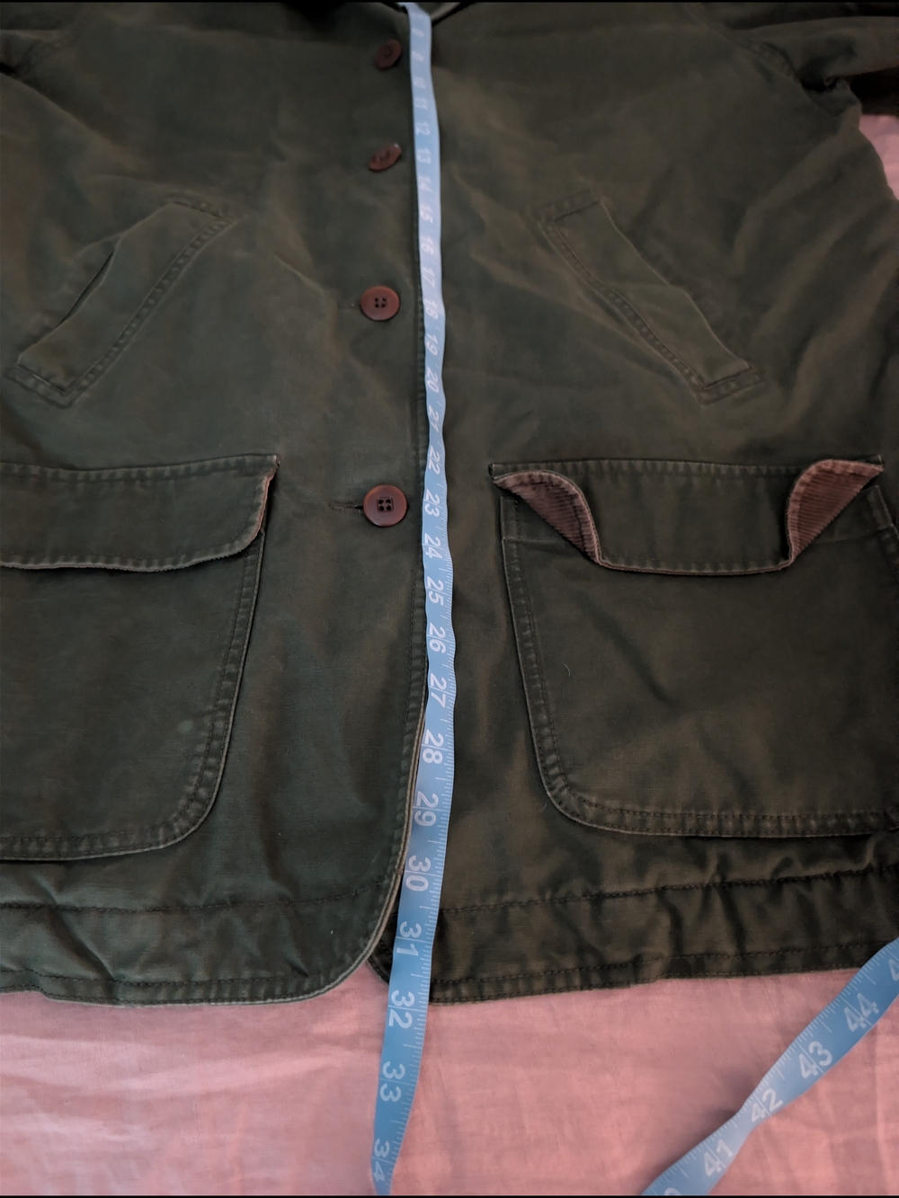 L.L. Bean Vintage Thinsulate Barn Coat Green Corduroy Collar Plus Size 1X - Picture 7 of 10